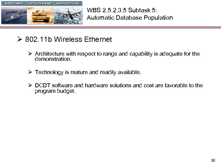 WBS 2. 5. 2. 3. 5 Subtask 5: Automatic Database Population Ø 802. 11