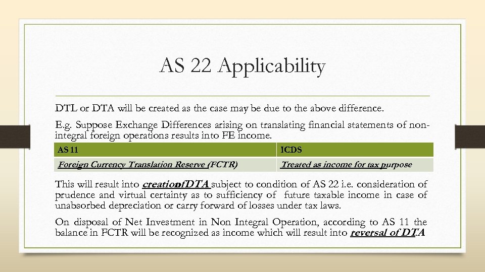 AS 22 Applicability DTL or DTA will be created as the case may be