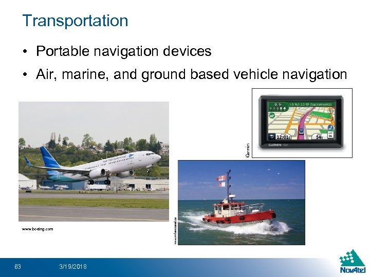 Transportation • Portable navigation devices • Air, marine, and ground based vehicle navigation www.