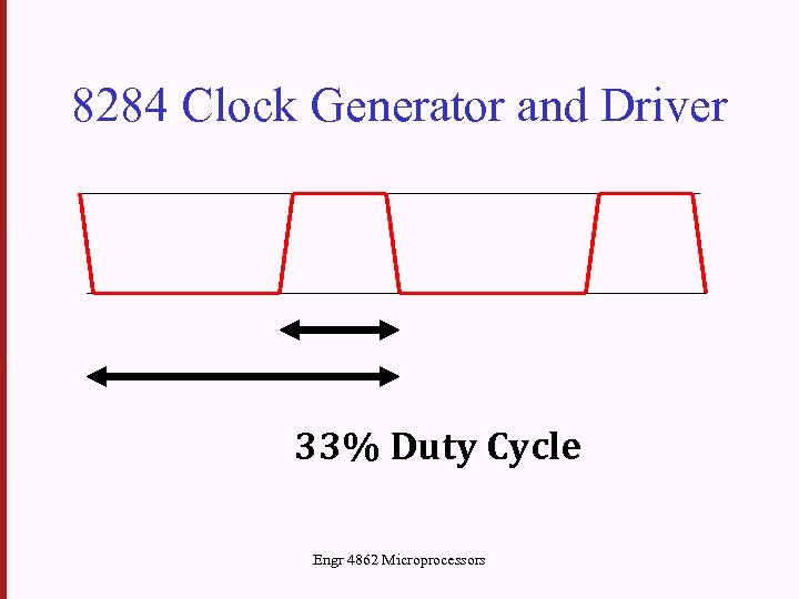 8284 Clock Generator and Driver 33% Duty Cycle Engr 4862 Microprocessors 