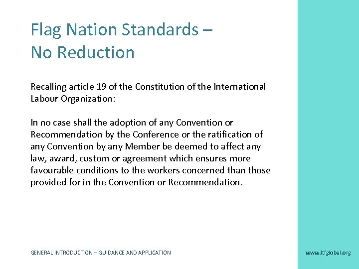 Flag Nation Standards – No Reduction Recalling article 19 of the Constitution of the