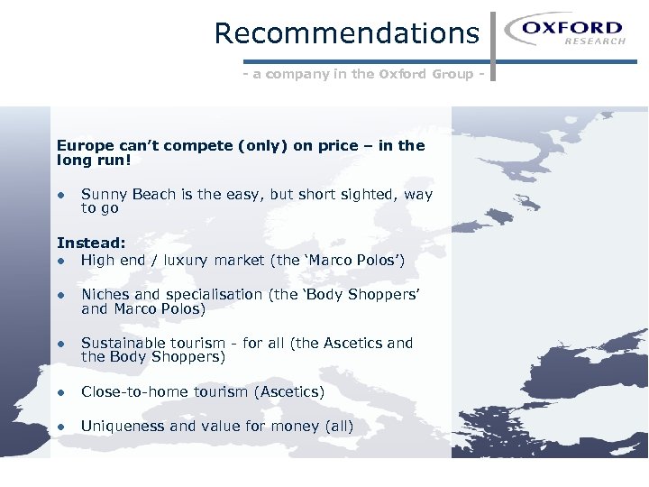 Recommendations - a company in the Oxford Group - Europe can’t compete (only) on