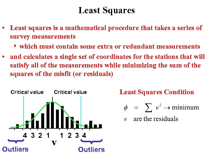 Least Squares • Least squares is a mathematical procedure that takes a series of