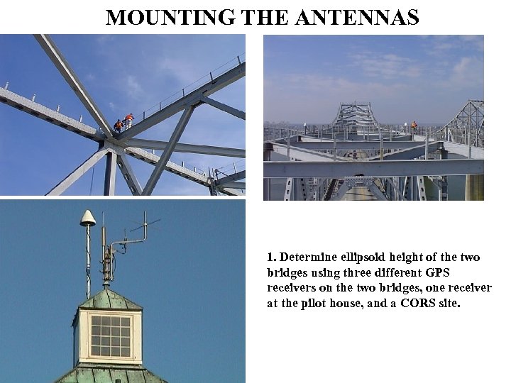 MOUNTING THE ANTENNAS 1. Determine ellipsoid height of the two bridges using three different