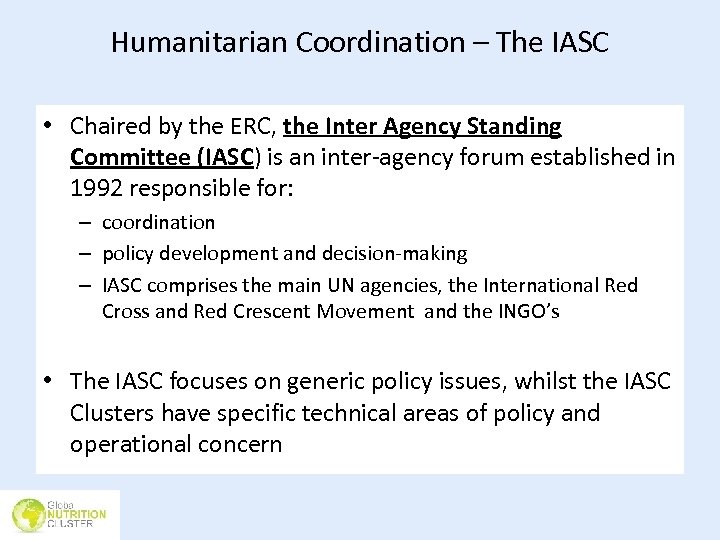 The Humanitarian System Roles Responsibilities And Coordination Module