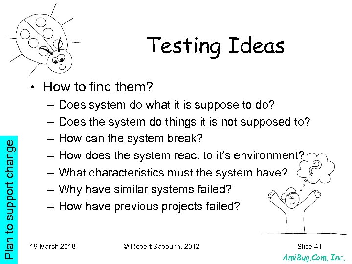 Testing Ideas Plan to support change • How to find them? – – –