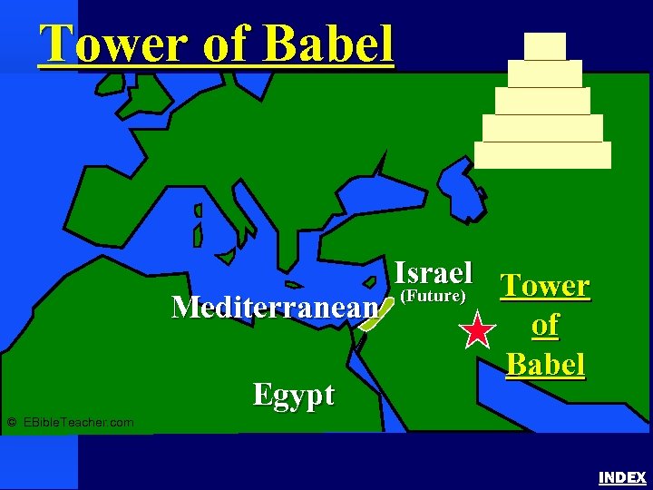 Tower of Babel Israel Tower (Future) Mediterranean of Babel Egypt © EBible. Teacher. com