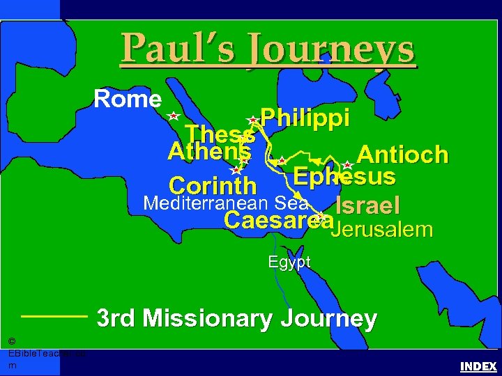 Paul-3 rd Missionary Journey Paul’s Journeys Rome Paul’s 3 rd Journey Philippi Thess Athens