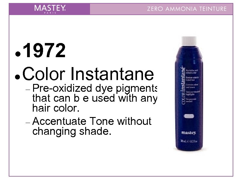  1972 Color Instantane Pre-oxidized dye pigments that can b e used with any