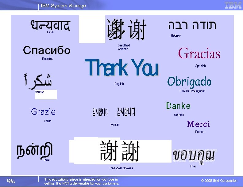 IBM System Storage 103 This educational piece is intended for your use in selling.