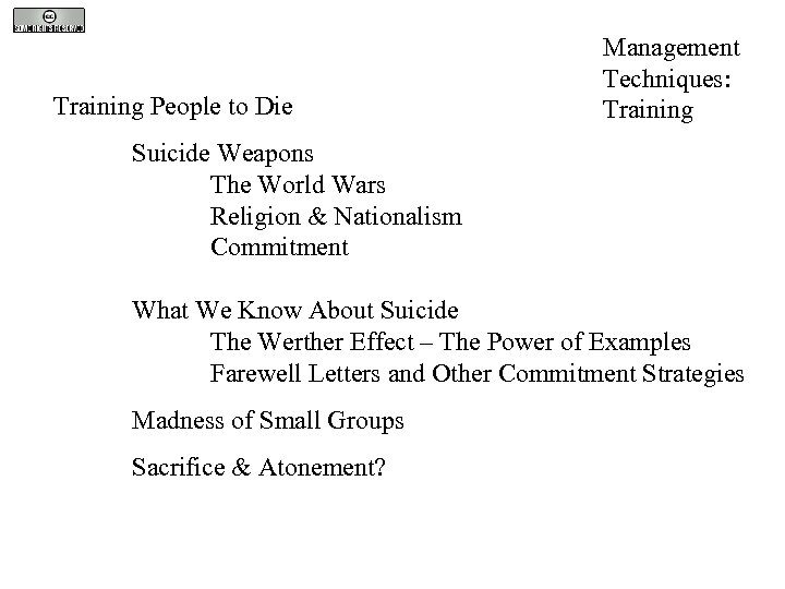 Training People to Die Management Techniques: Training Suicide Weapons The World Wars Religion &