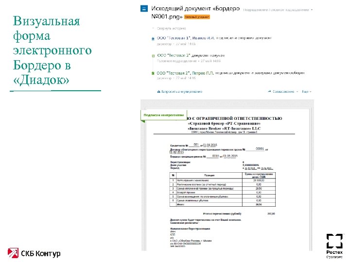 Визуальная форма электронного Бордеро в «Диадок» 