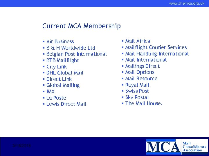www. themca. org. uk Current MCA Membership § Air Business § B & H