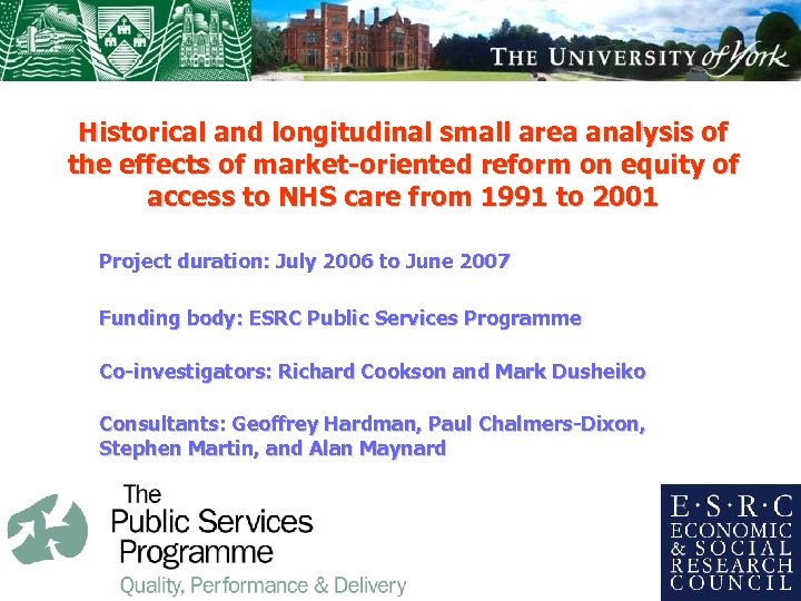 Historical and longitudinal small area analysis of the effects of market-oriented reform on equity