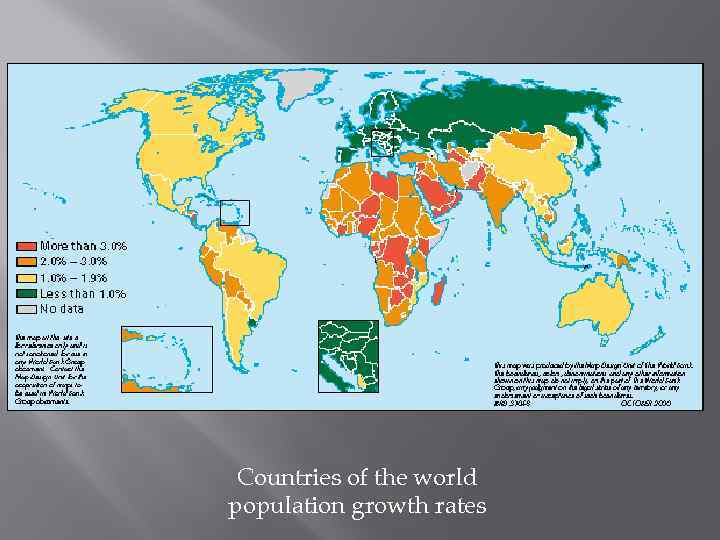Countries of the world population growth rates 