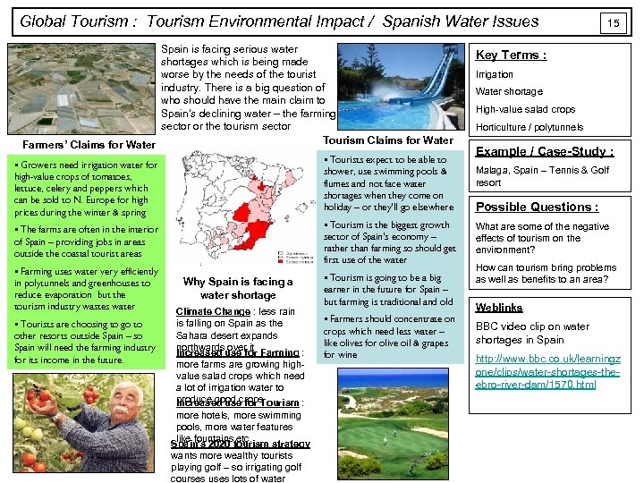 Global Tourism : Tourism Environmental Impact / Spanish Water Issues Spain is facing serious