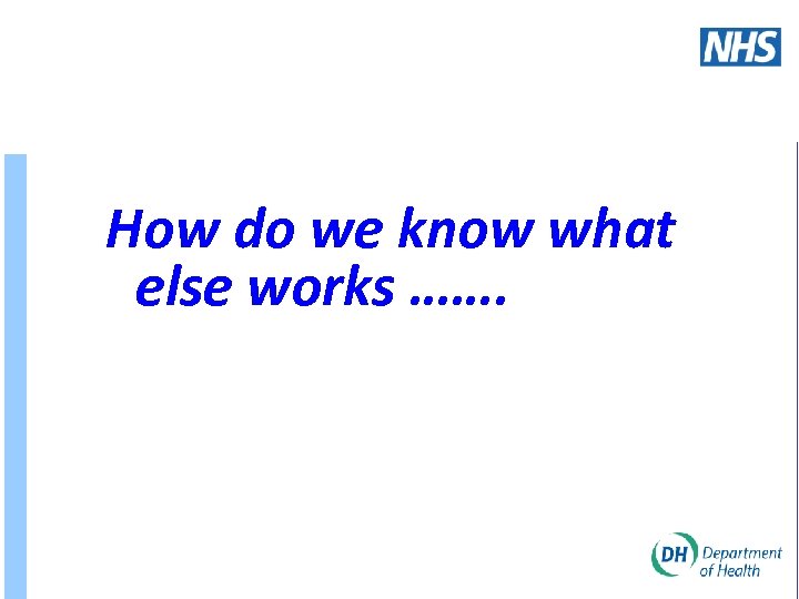 How do we know what else works ……. 