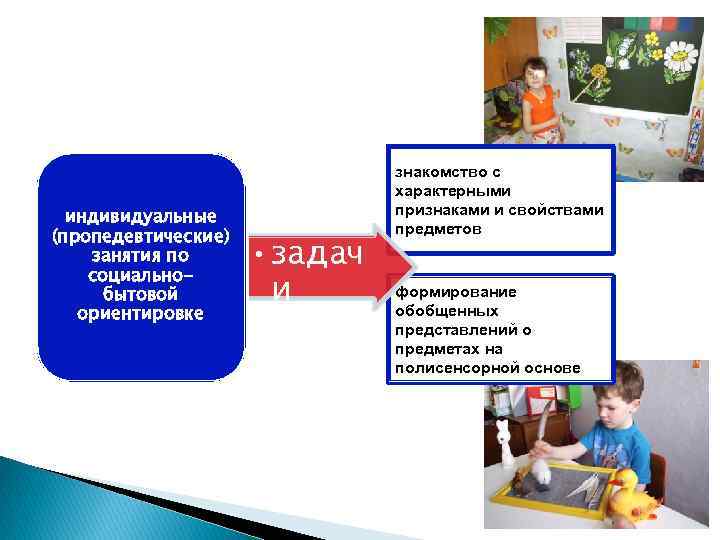 индивидуальные (пропедевтические) занятия по социальнобытовой ориентировке • задач и знакомство с характерными признаками и