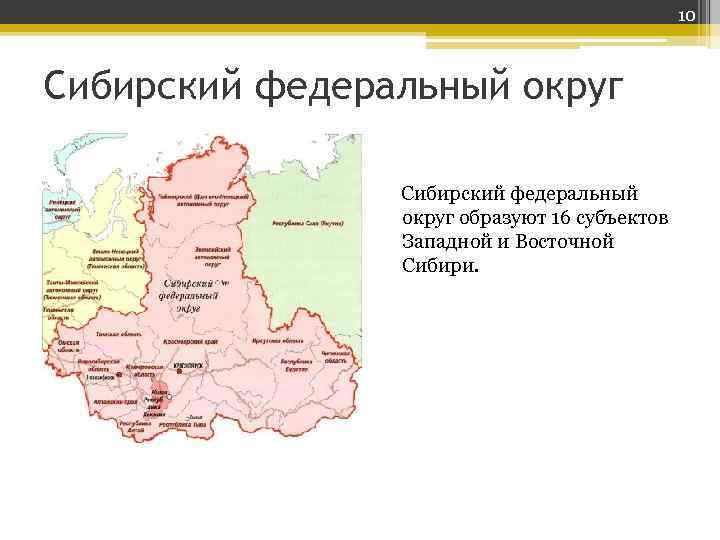 Какие субъекты входят в состав сибири