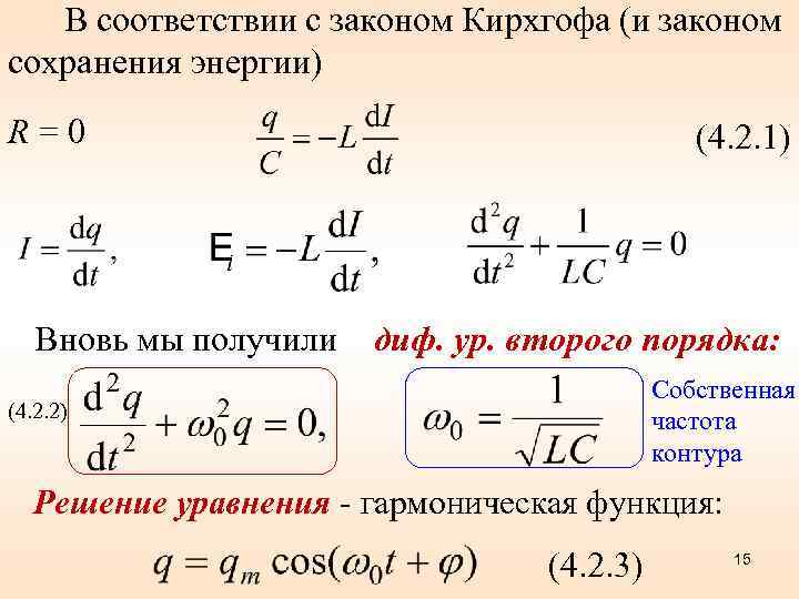 В соответствии с законом Кирхгофа (и законом сохранения энергии) R=0 Вновь мы получили (4.