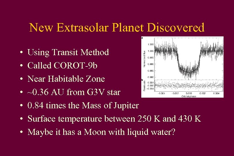 New Extrasolar Planet Discovered • • Using Transit Method Called COROT-9 b Near Habitable