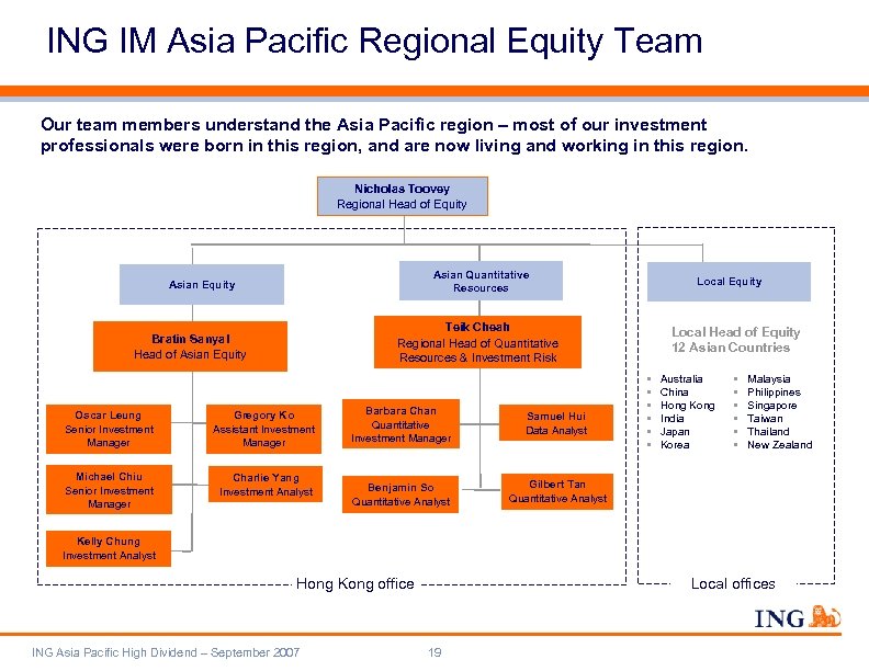 ING IM Asia Pacific Regional Equity Team Our team members understand the Asia Pacific