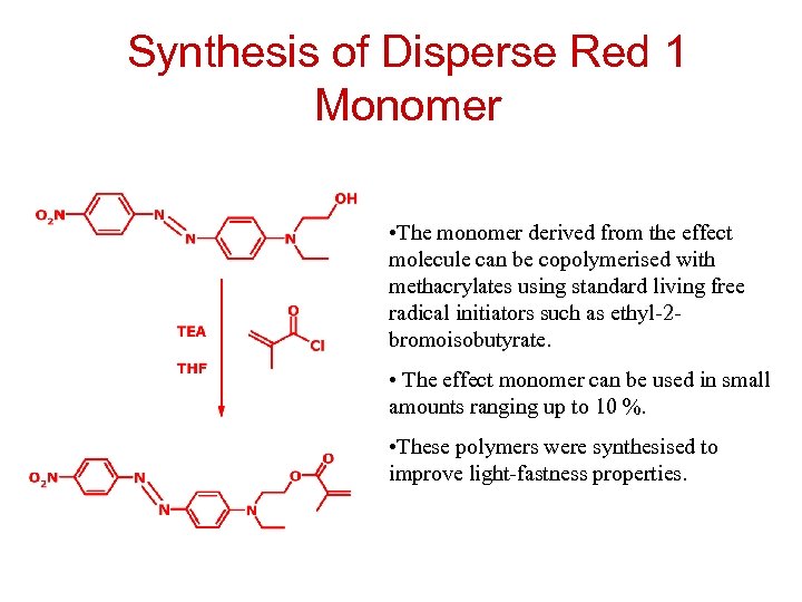 Synthesis of Disperse Red 1 Monomer • The monomer derived from the effect molecule