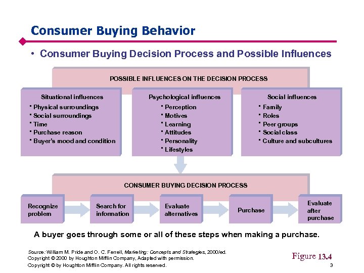 Consumer Buying Behavior • Consumer Buying Decision Process and Possible Influences POSSIBLE INFLUENCES ON