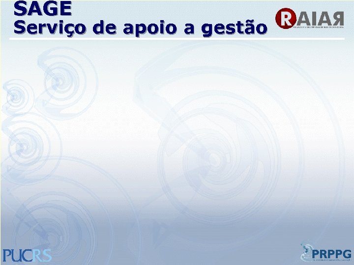 SAGE Serviço de apoio a gestão 