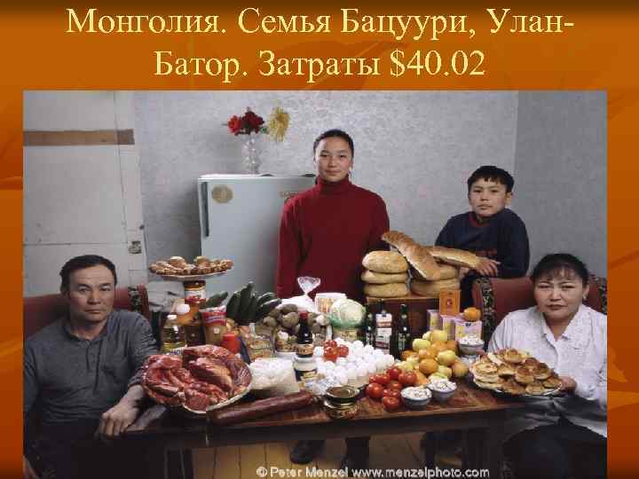 Монголия. Семья Бацуури, Улан. Батор. Затраты $40. 02 