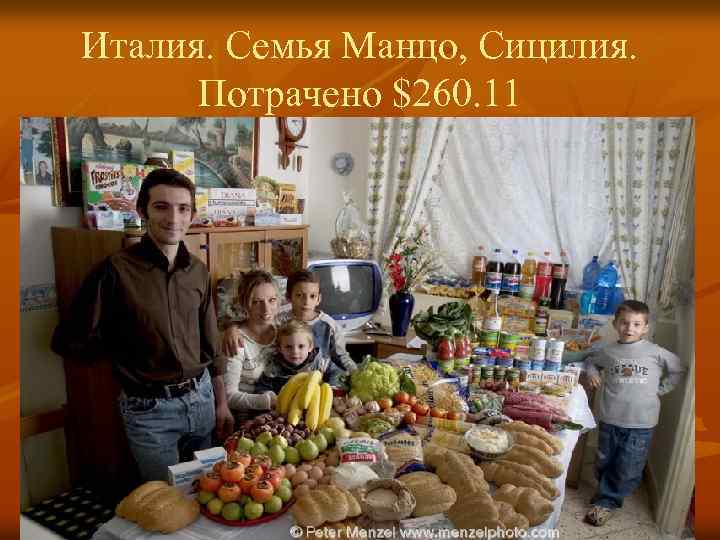 Италия. Семья Манцо, Сицилия. Потрачено $260. 11 