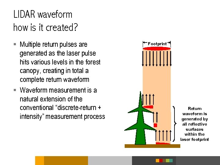LIDAR waveform how is it created? § Multiple return pulses are generated as the