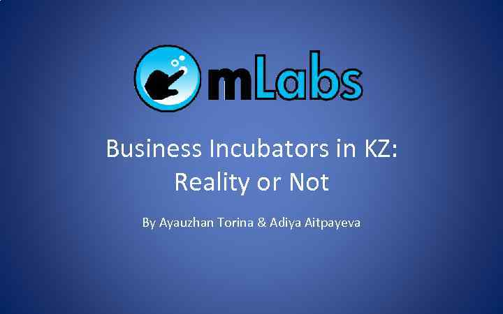 Business Incubators in KZ: Reality or Not By Ayauzhan Torina & Adiya Aitpayeva 