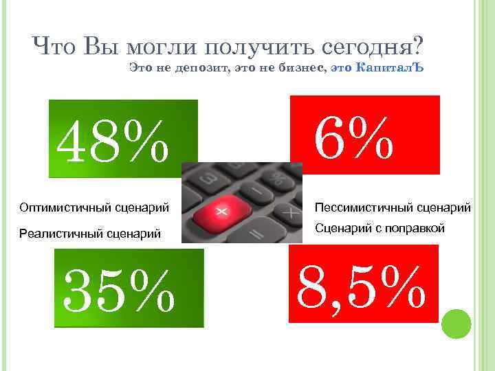 Что Вы могли получить сегодня? Это не депозит, это не бизнес, это Капитал. Ъ