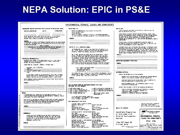 NEPA Solution: EPIC in PS&E 