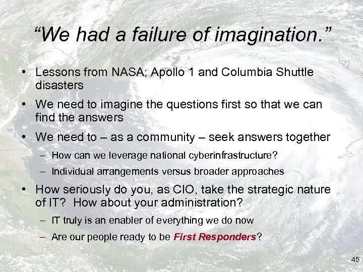 “We had a failure of imagination. ” • Lessons from NASA; Apollo 1 and