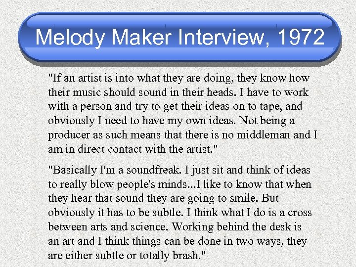 Melody Maker Interview, 1972 