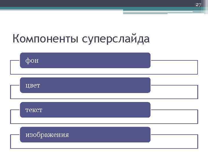 27 Компоненты суперслайда фон цвет текст изображения 