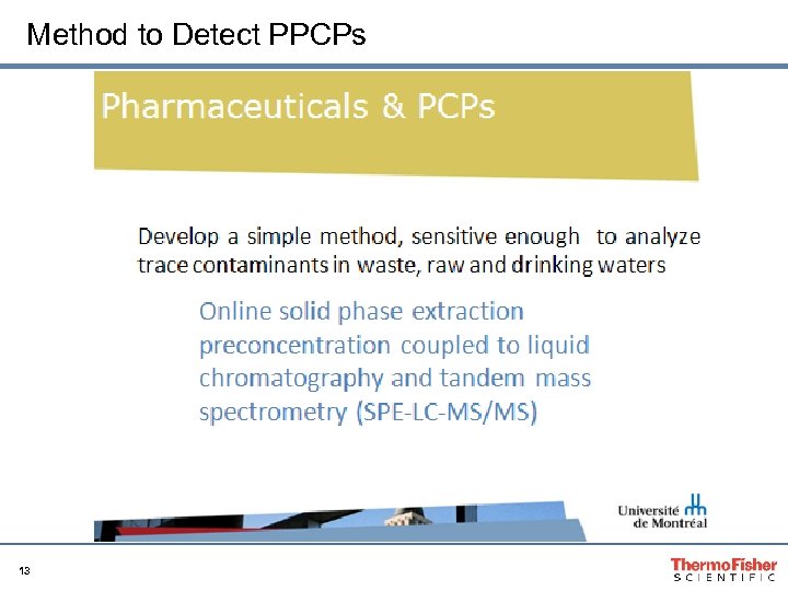 Method to Detect PPCPs Pharmaceuticals & PCPs 13 