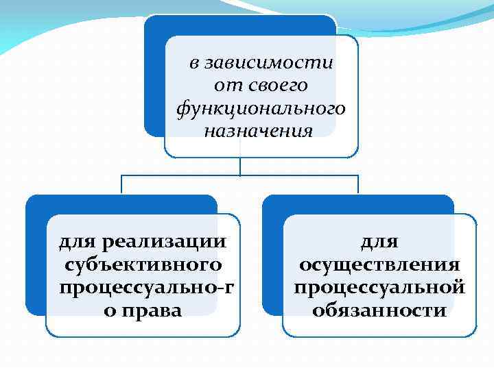 в зависимости от своего функционального назначения для реализации субъективного процессуально г о права для