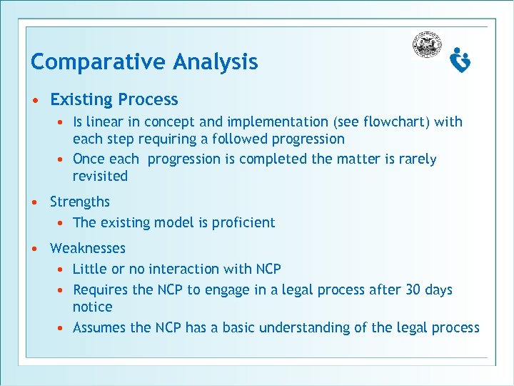 Comparative Analysis • Existing Process • Is linear in concept and implementation (see flowchart)