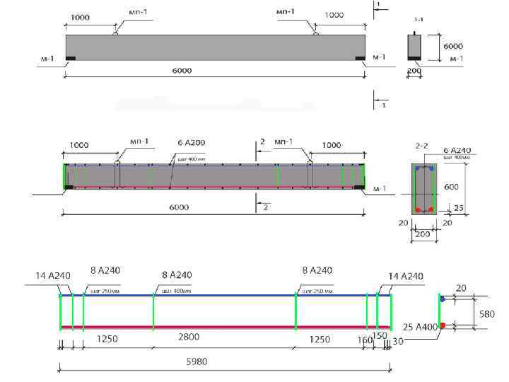 Схема армирования. К-1 