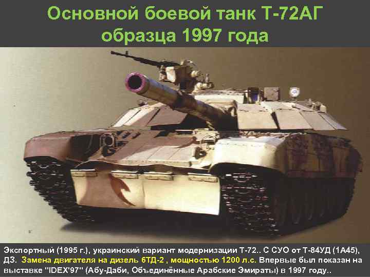 Основной боевой танк Т 72 АГ образца 1997 года Экспортный (1995 г. ), украинский