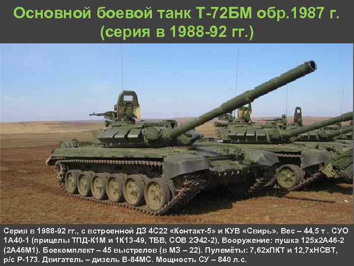 Основной боевой танк Т 72 БМ обр. 1987 г. (серия в 1988 92 гг.