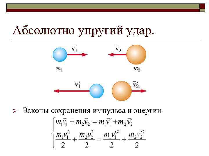 Абсолютно упругий удар. Ø Законы сохранения импульса и энергии 