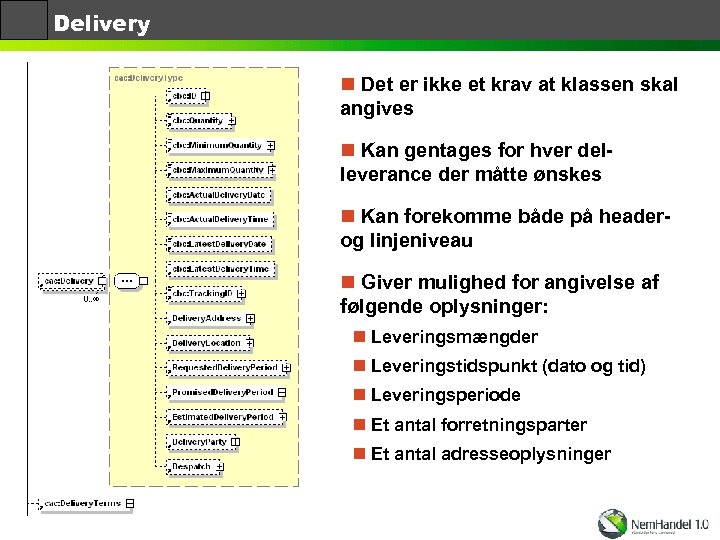 Delivery n Det er ikke et krav at klassen skal angives n Kan gentages