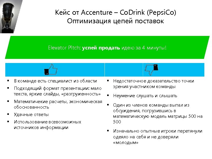 Кейс от Accenture – Co. Drink (Pepsi. Co) Оптимизация цепей поставок Elevator Pitch: успей