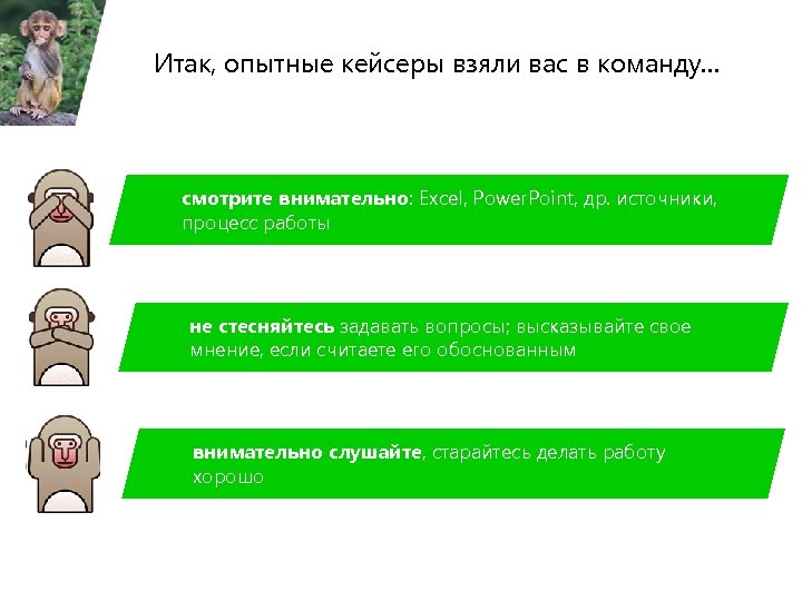 Итак, опытные кейсеры взяли вас в команду… смотрите внимательно: Excel, Power. Point, др. источники,