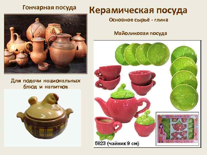 Гончарная посуда Керамическая посуда Основное сырьё - глина Майоликовая посуда Для подачи национальных блюд