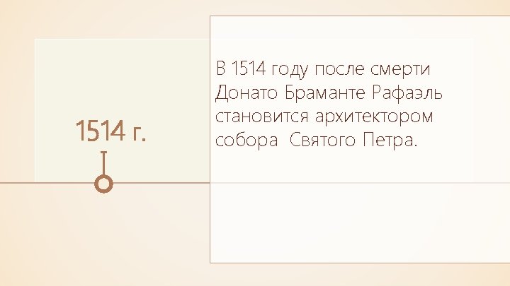 1514 г. В 1514 году после смерти Донато Браманте Рафаэль становится архитектором собора Святого